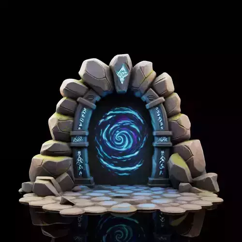 Stylized Magic Stone Portal with Runes