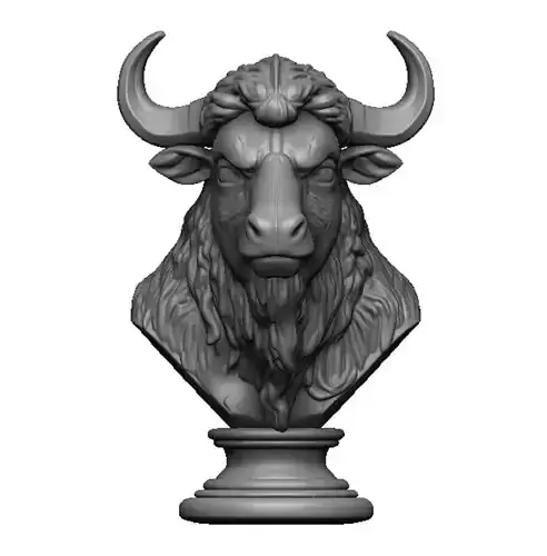 bison head bust 3D print model