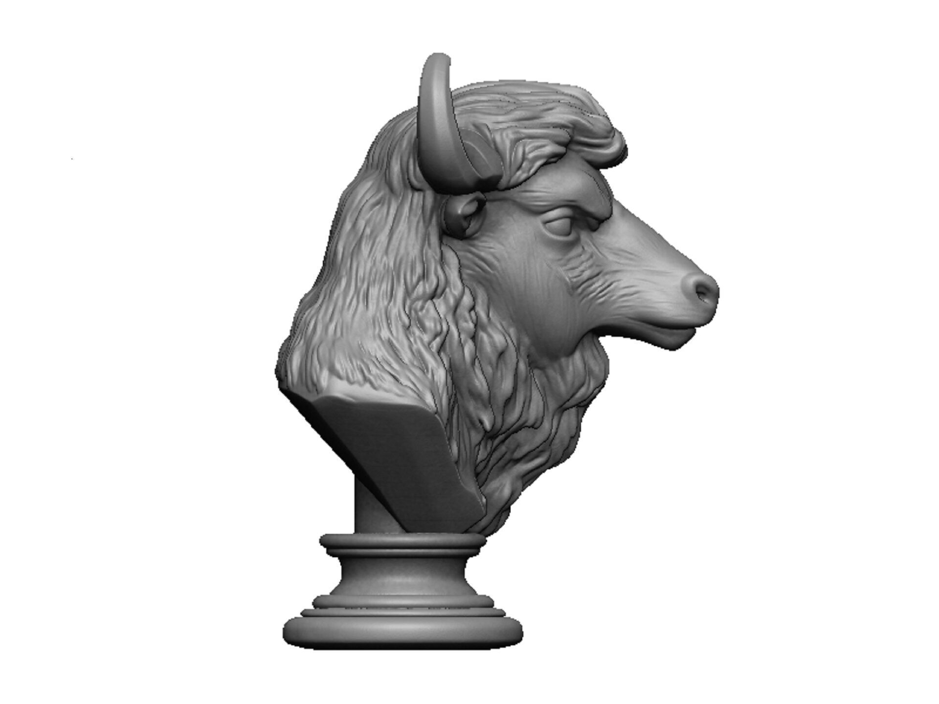 bison head bust 3D print model_4