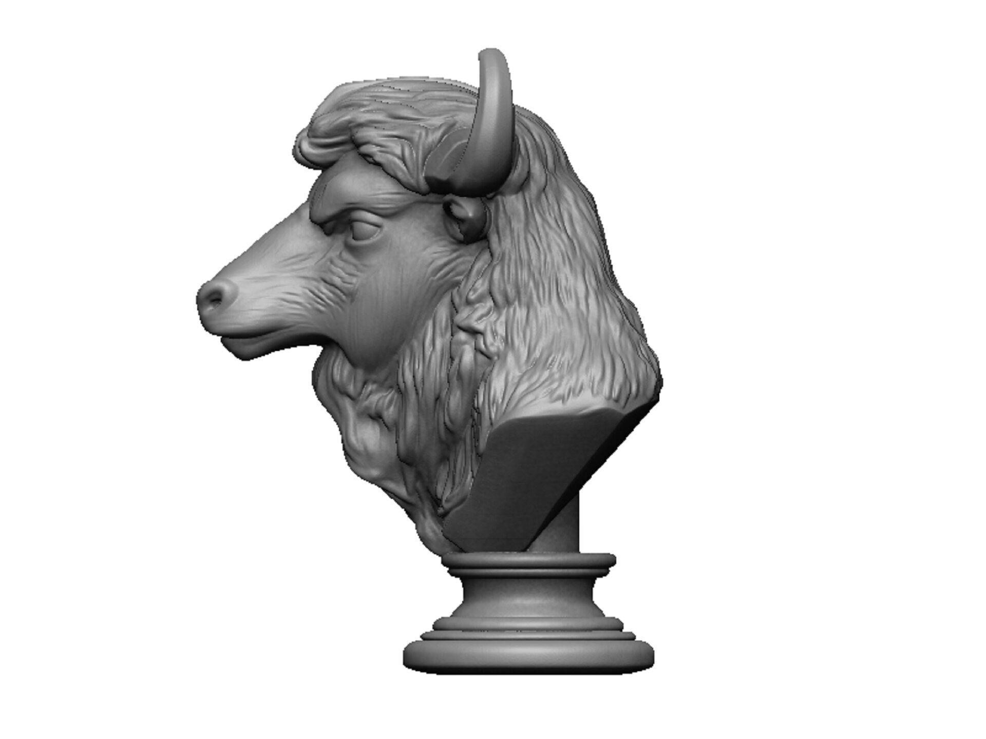 bison head bust 3D print model_6
