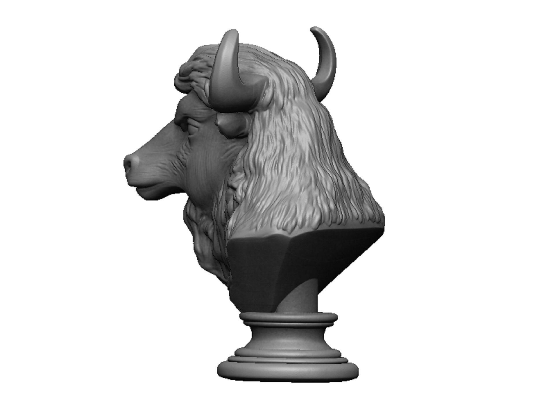 bison head bust 3D print model_3
