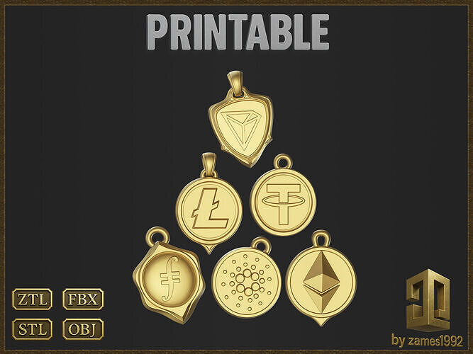 Cryptocurrency Medals Set - Printable 3D Models for Jewelry  3D print model