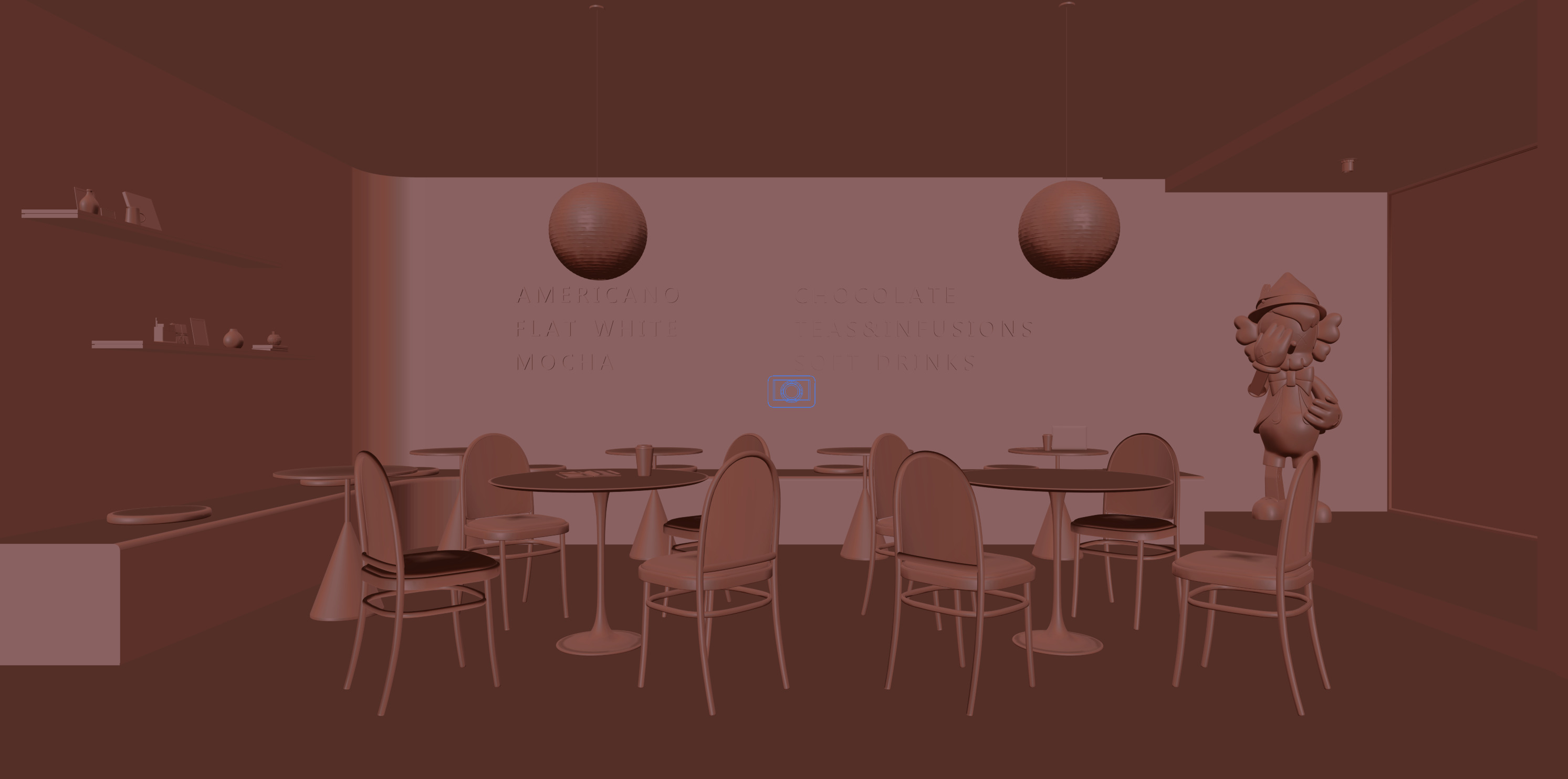 coffee shop  interior  3D model_2