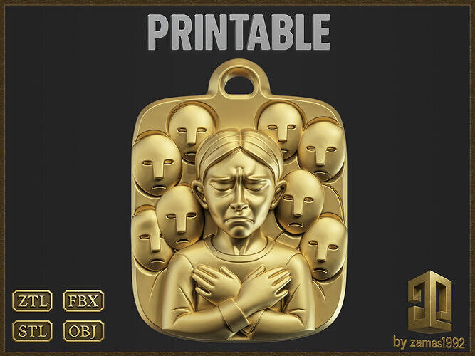 Crying Emotional Pendant  3D print model