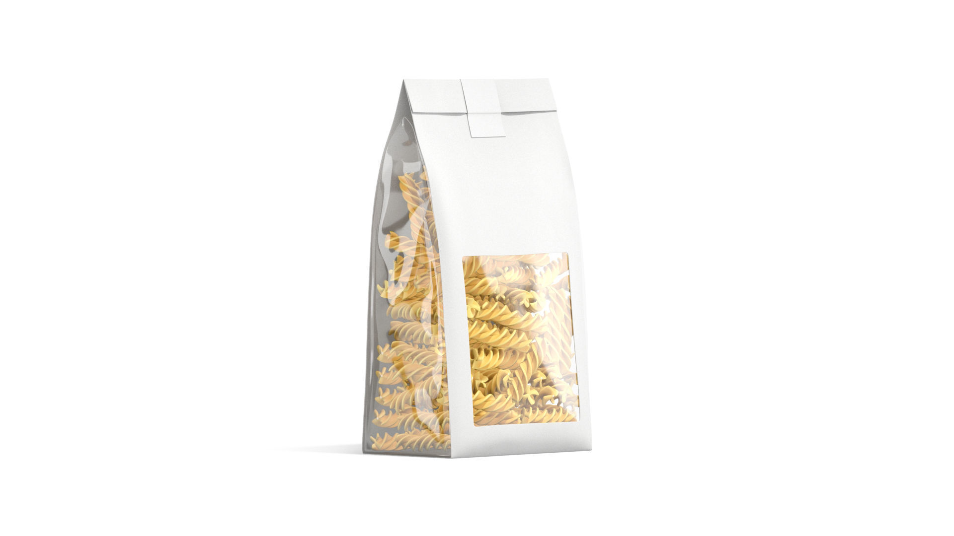 White Paper Fusilli Pasta Pack - italian macaroni food box 3D model_3