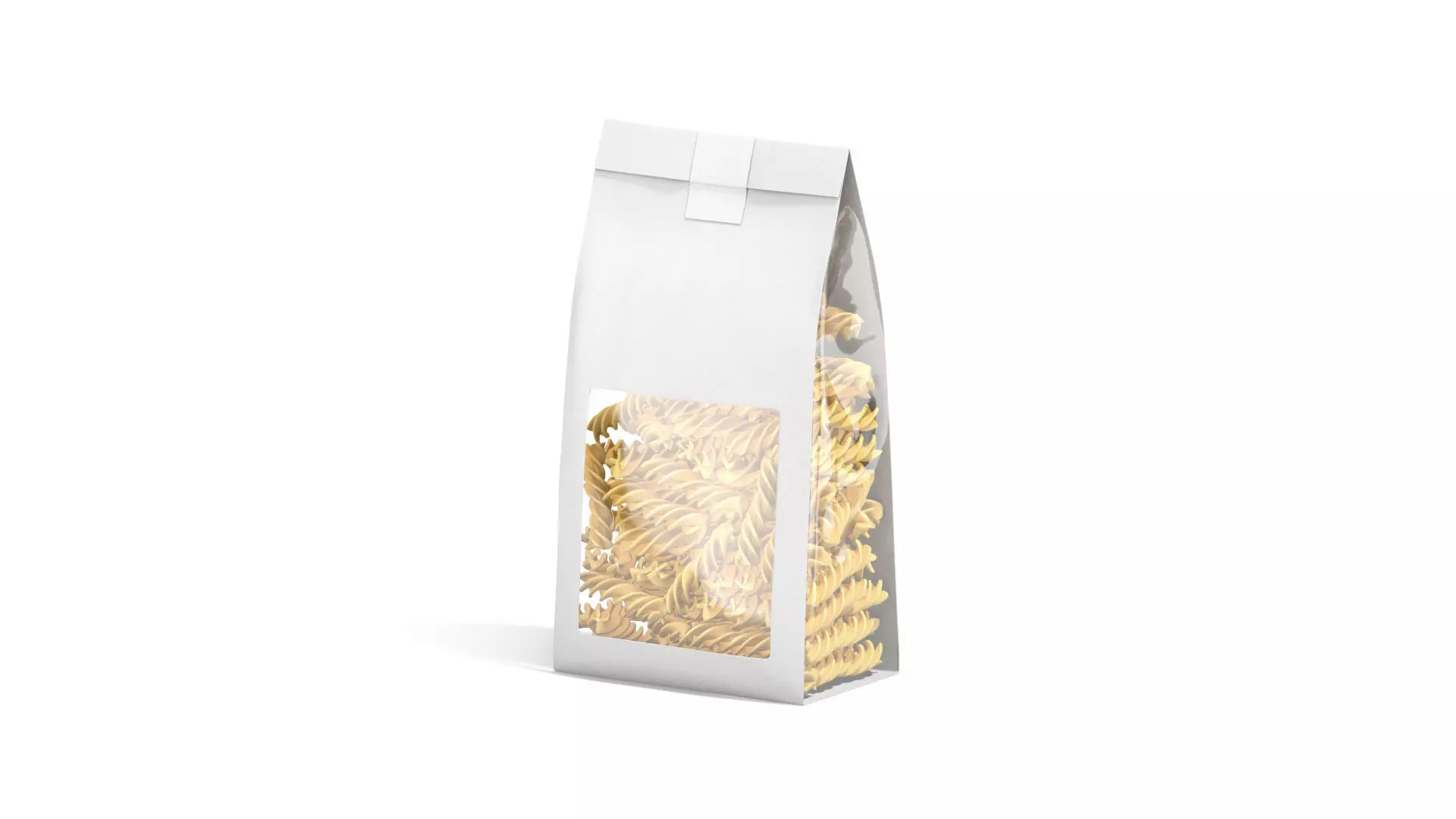 White Paper Fusilli Pasta Pack - italian macaroni food box 3D model_0