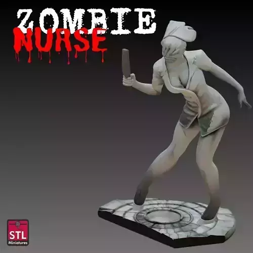 STL Zombie Nurse with Club Printable Horror Miniature