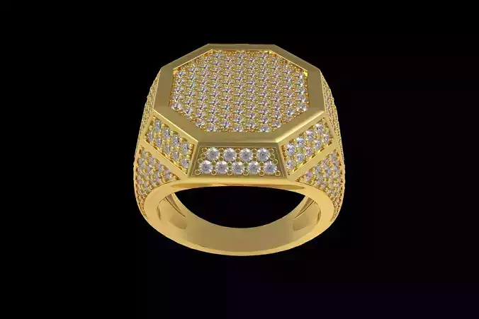 Octagon Signet Diamond Ring for Men