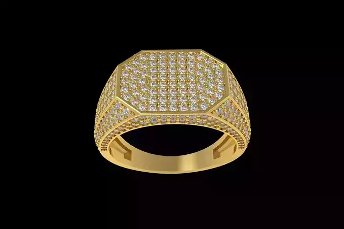 Emerald Shape Diamond Signet Ring