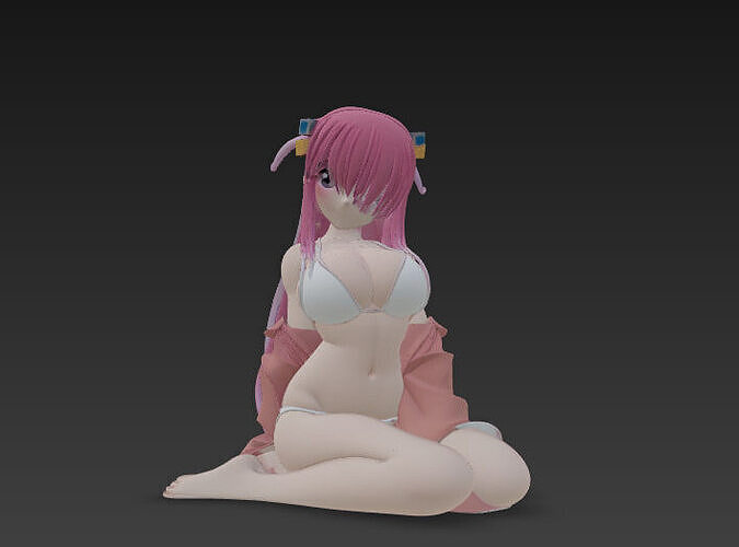 Anime Girl Hitori Gotou - Stylized Idle Pose Model Free 3D model
