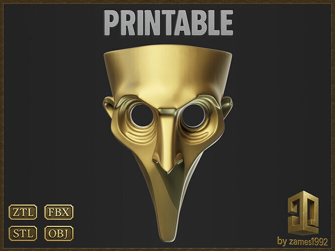 Printable Plague Doctor Mask  3D print model