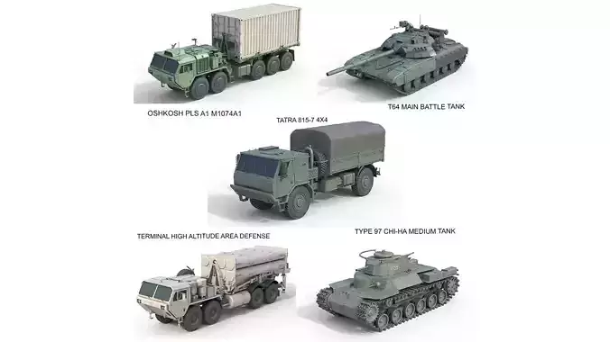 5 Military Vehicles Collection v36