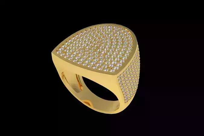 Half Way Diamond Signet Ring 3D print model