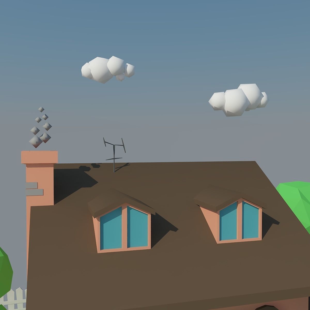 Low Poly House and Car Low-poly 3D model_9