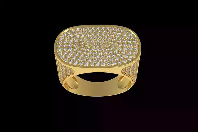 Fashion Rounded Diamond Signet Ring for Men