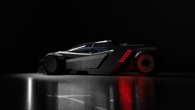 Futuristic Cyber Car 3D Model Low Poly Blend FBX OBJ 2K Textures Low-poly 3D model