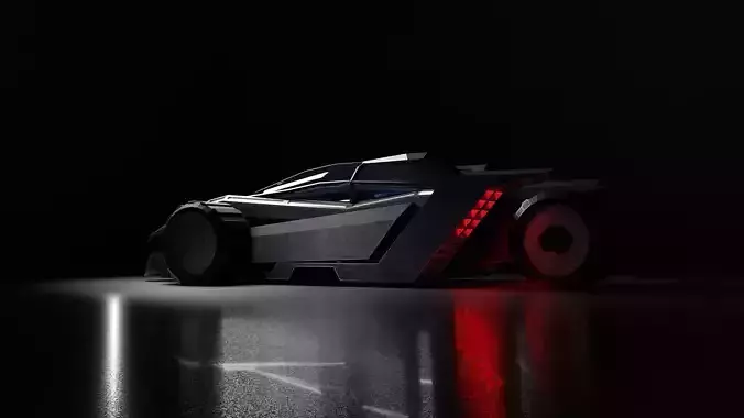 Futuristic Cyber Car 3D Model Low Poly Blend FBX OBJ 2K Textures