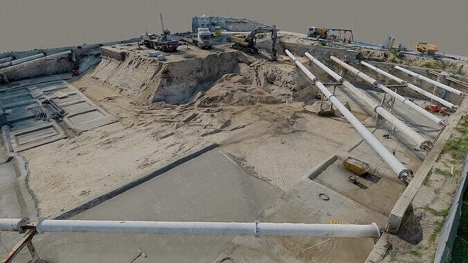 Excavation with steel struts 3D model