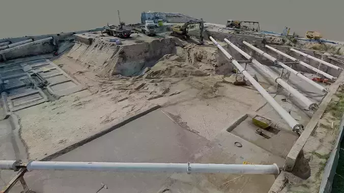 Excavation with steel struts