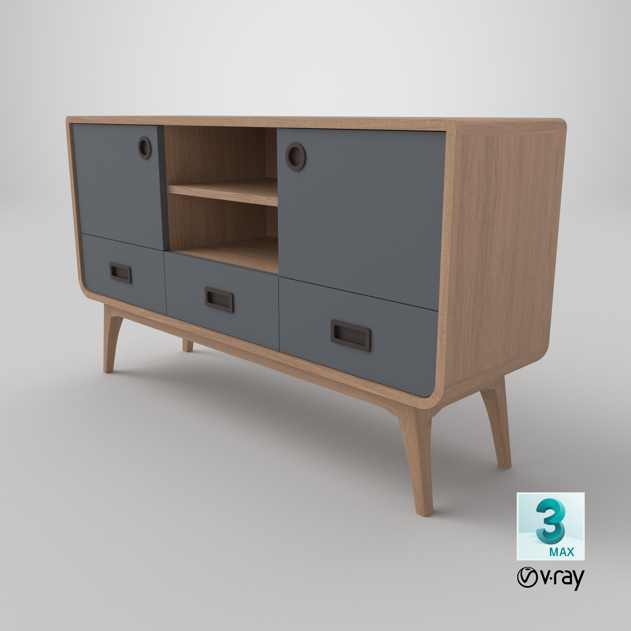 Modern Scandinavian Sideboard 140 Morris 3D model_13