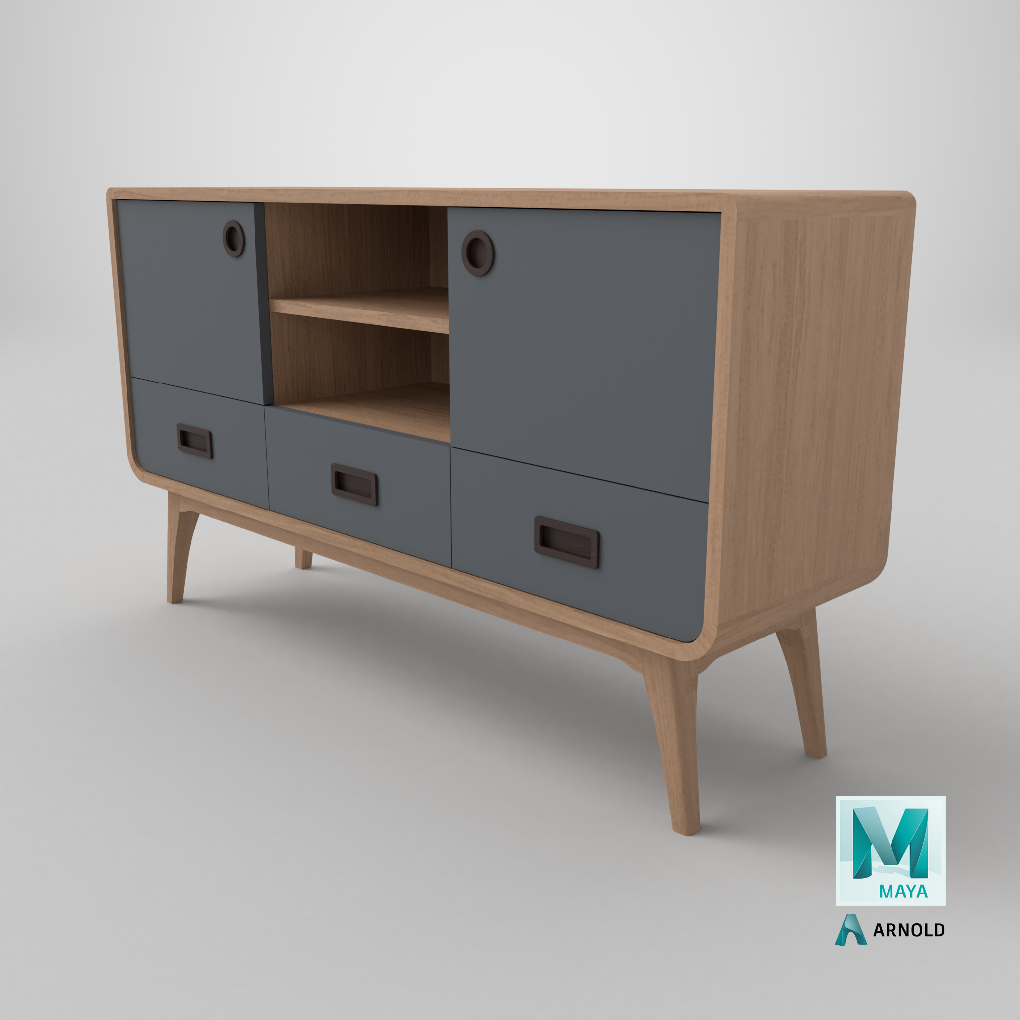 Modern Scandinavian Sideboard 140 Morris 3D model_15