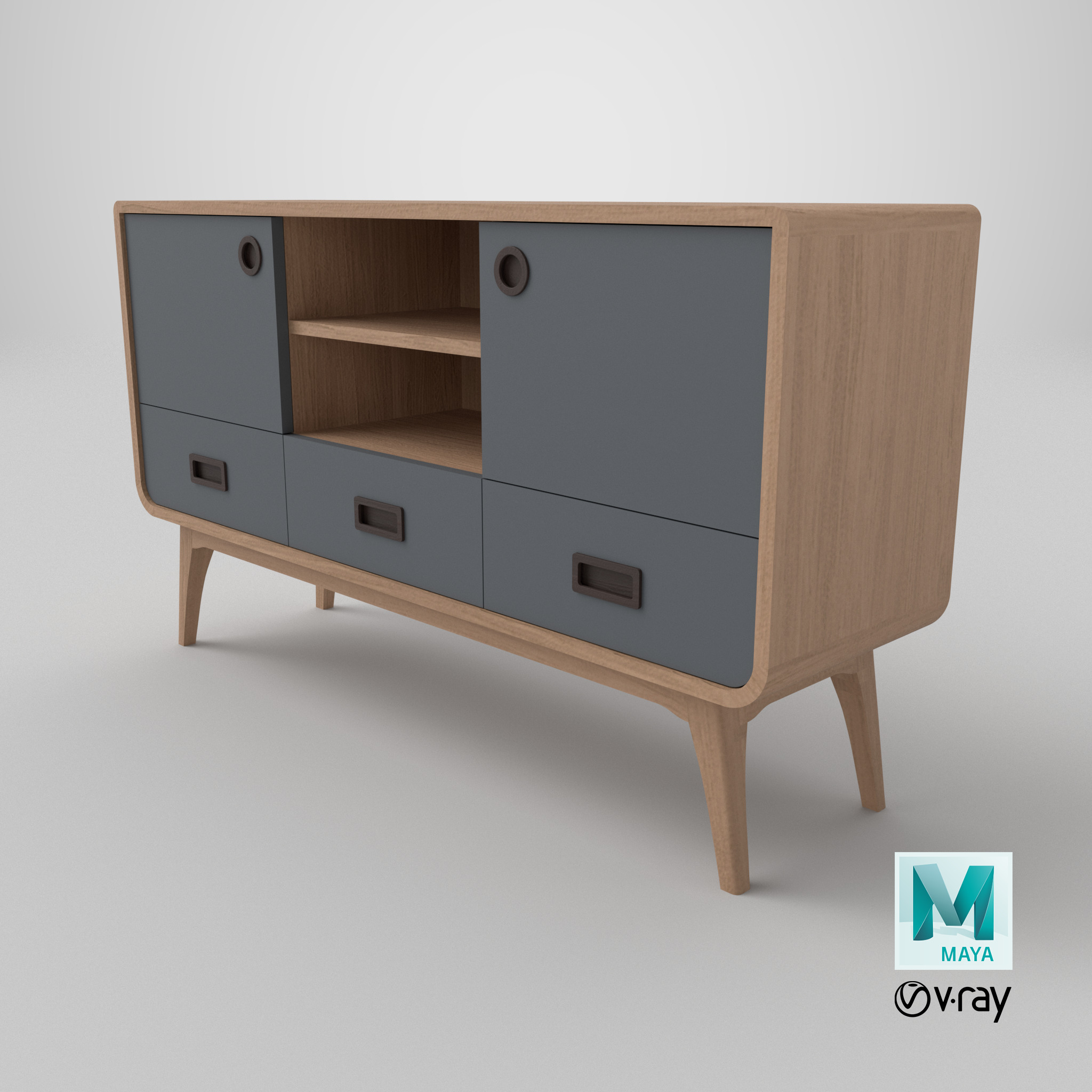 Modern Scandinavian Sideboard 140 Morris 3D model_16
