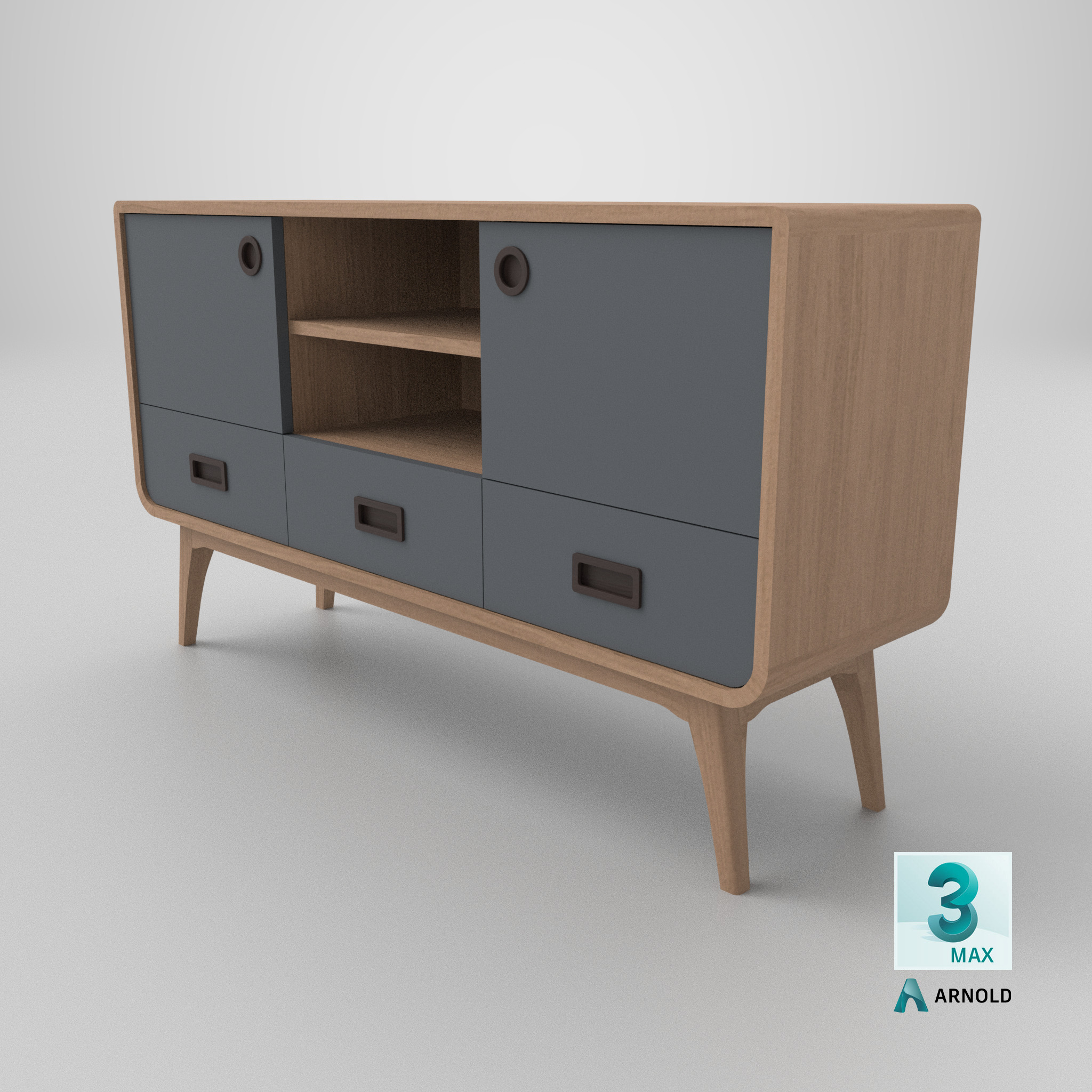Modern Scandinavian Sideboard 140 Morris 3D model_14