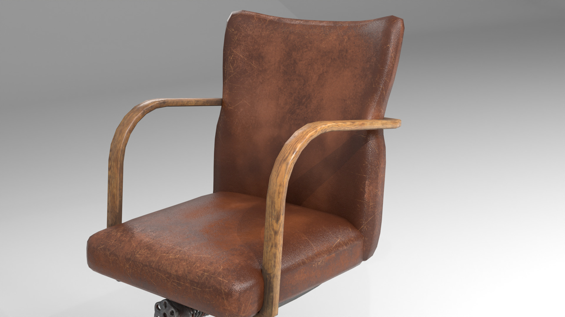 Teacher chair with study desk - Old Vintage school furniture Low-poly 3D model_7