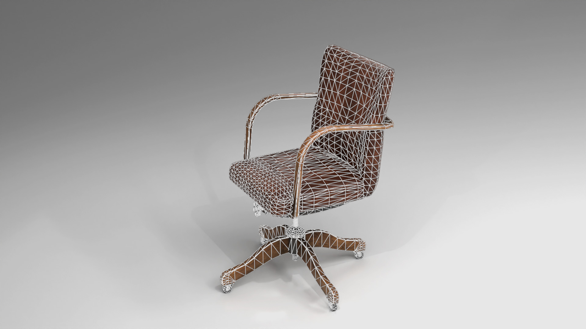 Teacher chair with study desk - Old Vintage school furniture Low-poly 3D model_9