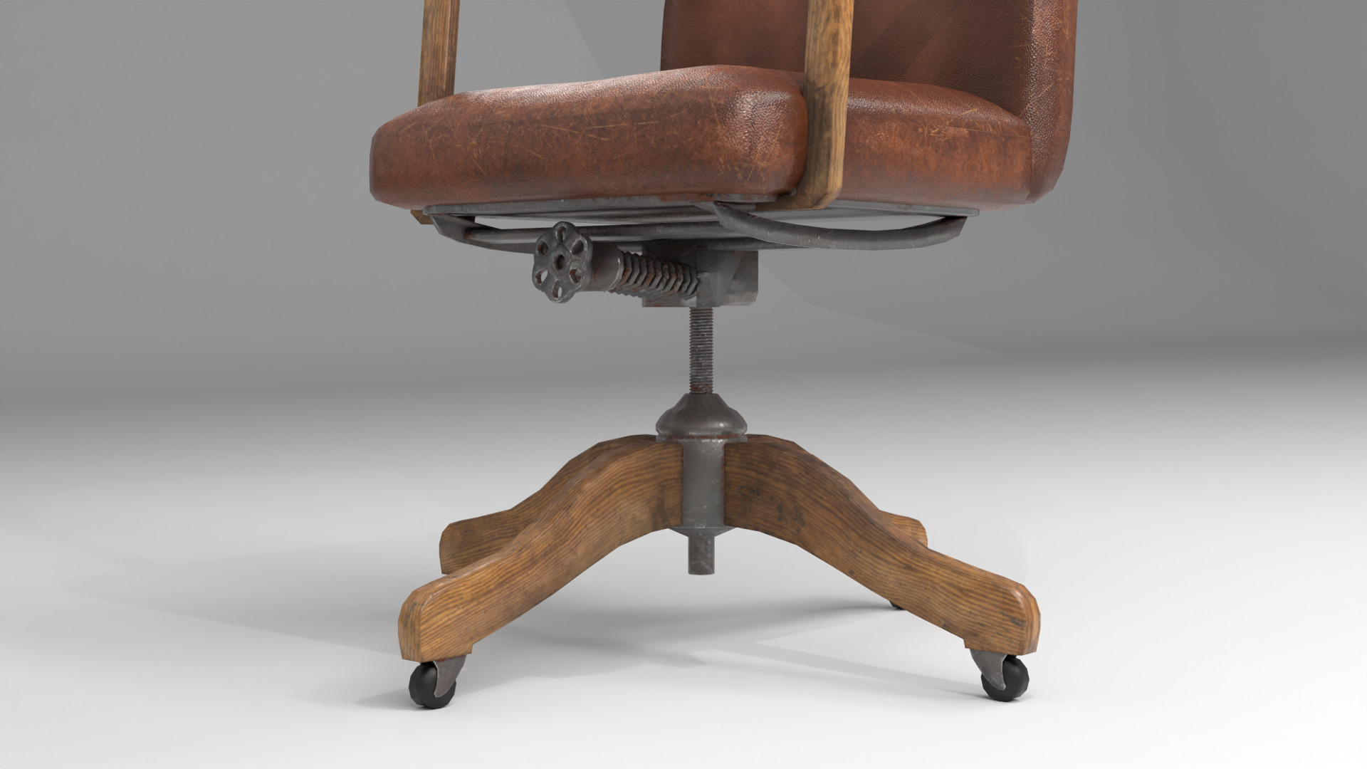 Teacher chair with study desk - Old Vintage school furniture Low-poly 3D model_6