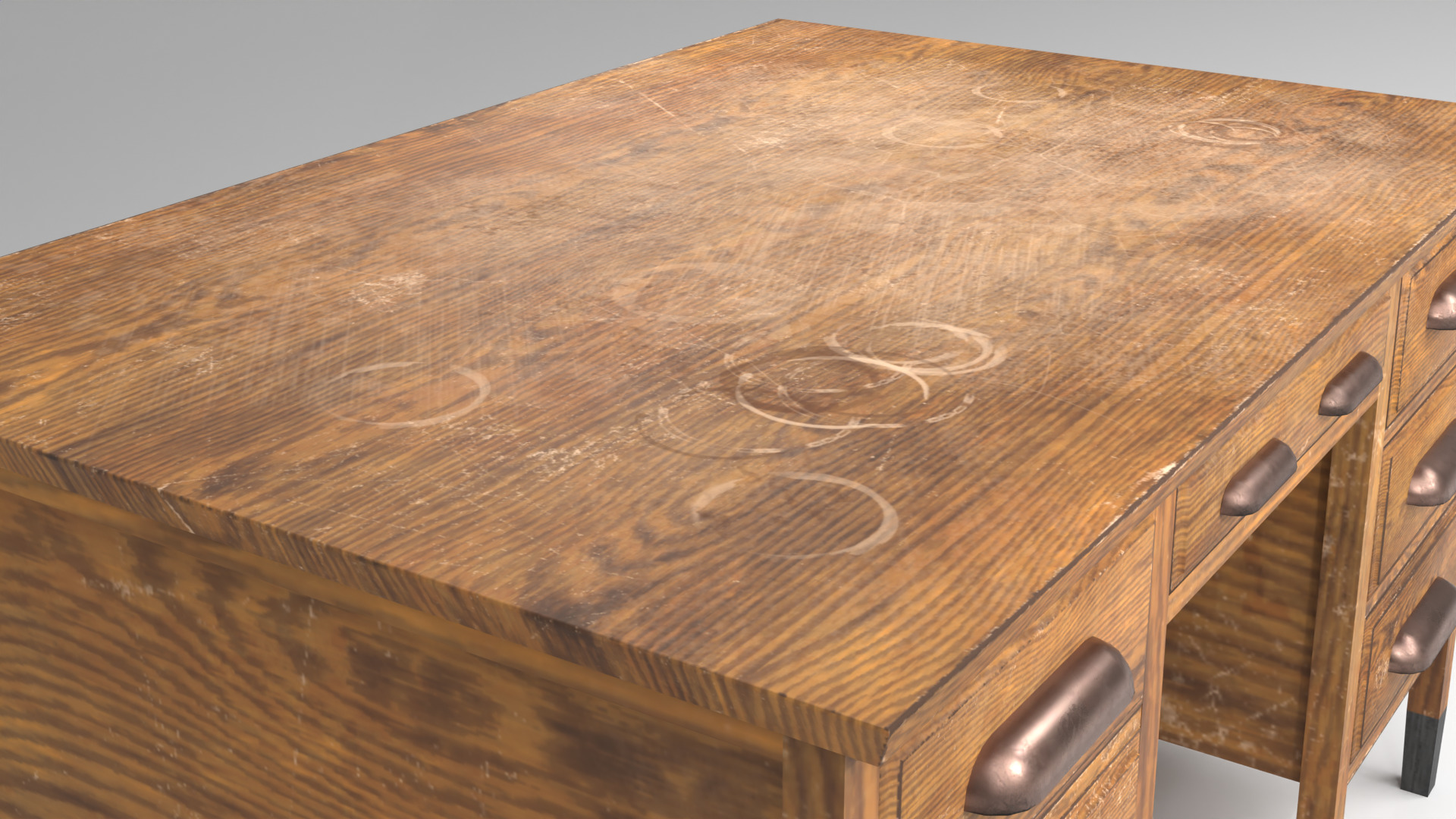 Teacher chair with study desk - Old Vintage school furniture Low-poly 3D model_5