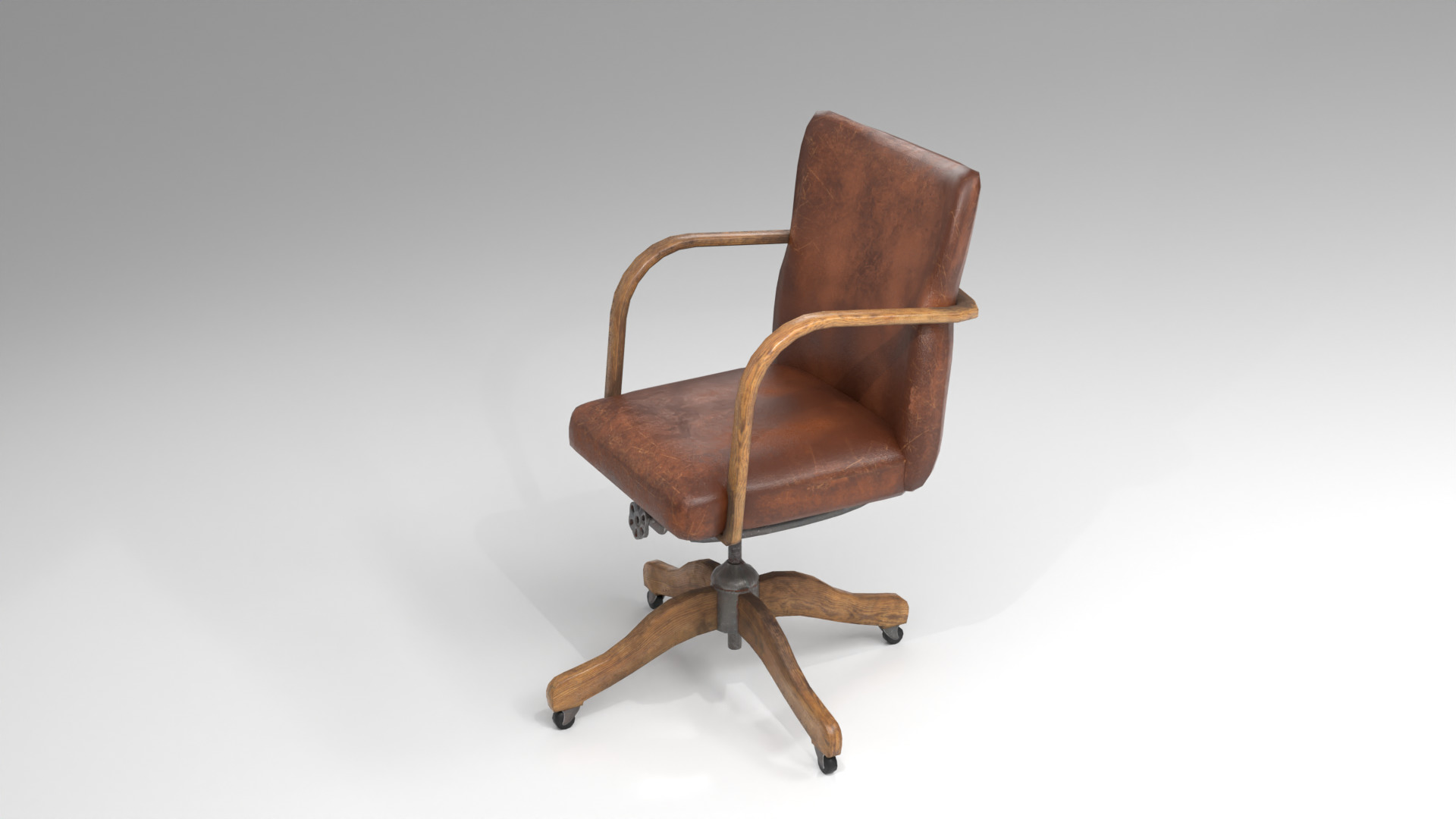 Teacher chair with study desk - Old Vintage school furniture Low-poly 3D model_3