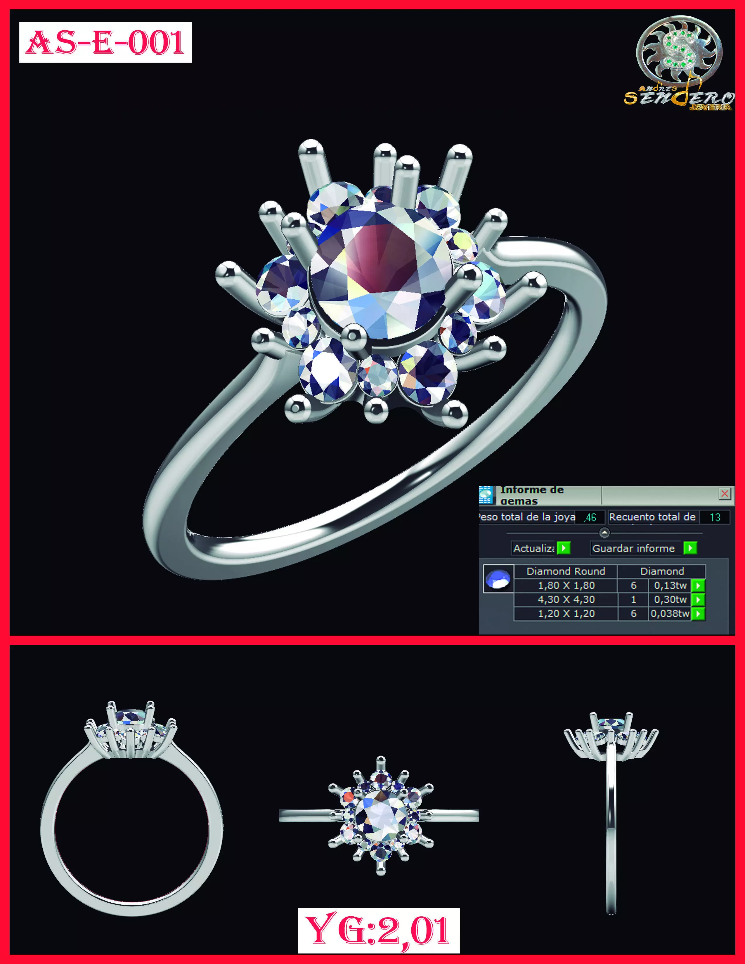 Solitario Con Engaste AS -E -001 3D print model_0