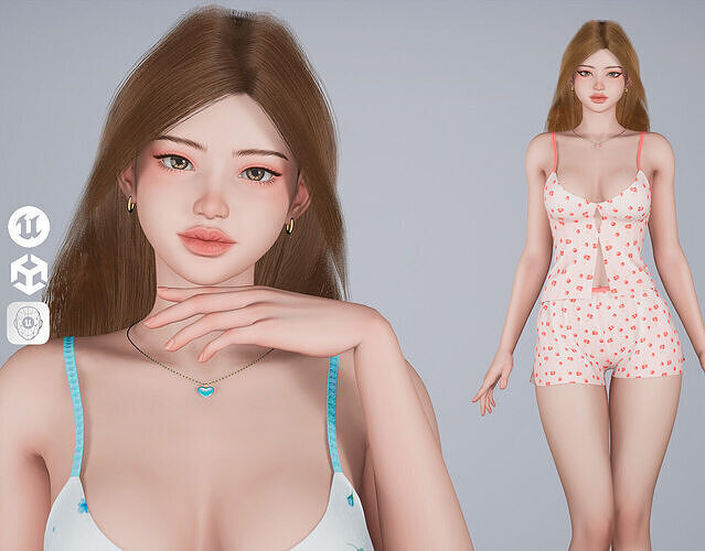 Pretty Girl 03 - Game-Ready Low-poly 3D model