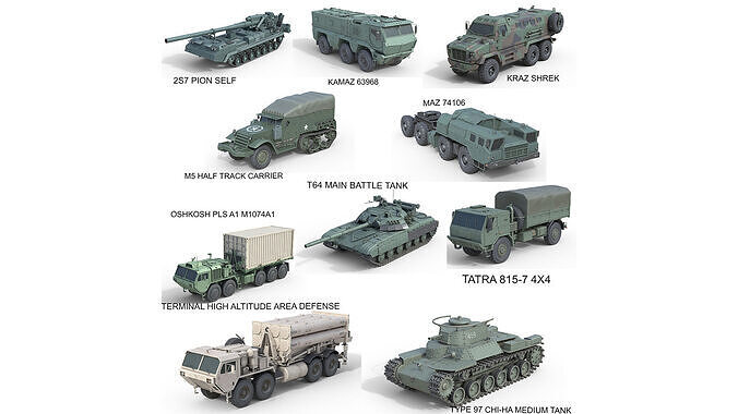 10 Military Vehicles Collection v18 Low-poly 3D model