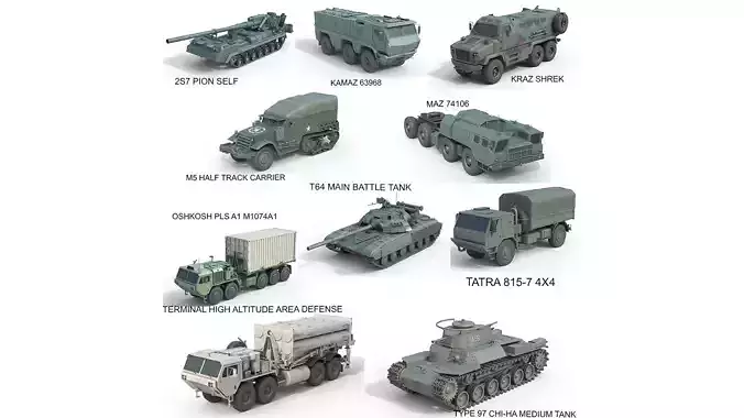 10 Military Vehicles Collection v18