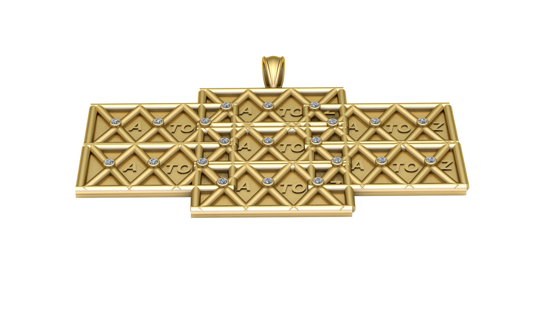 A to Z Gold Pendant  3D printable model       3D print model_1