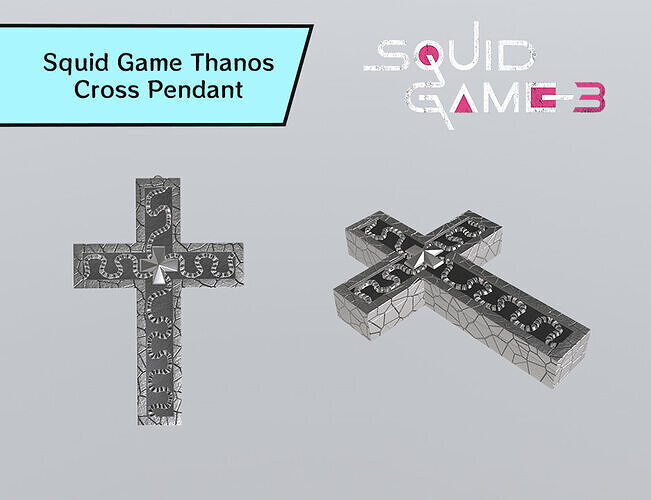 Squid Game-Inspired Thanos Cross Pendant  Low-poly 3D model