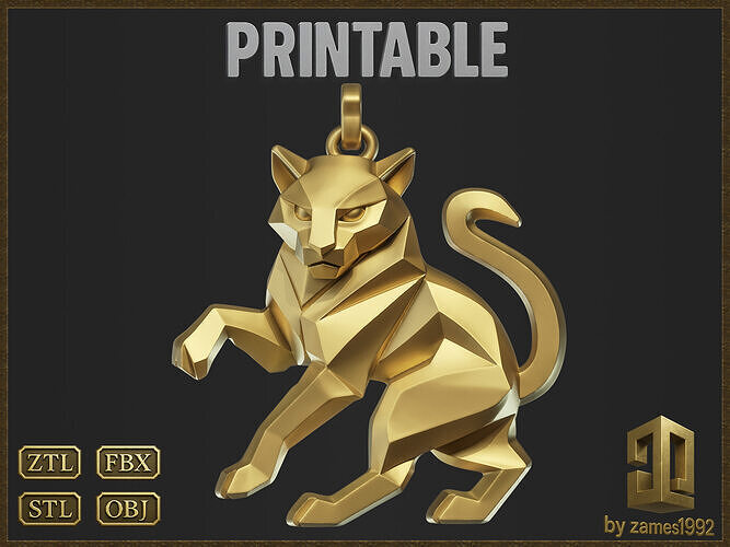 Stylized Tiger Jewelry Charm 3D print model