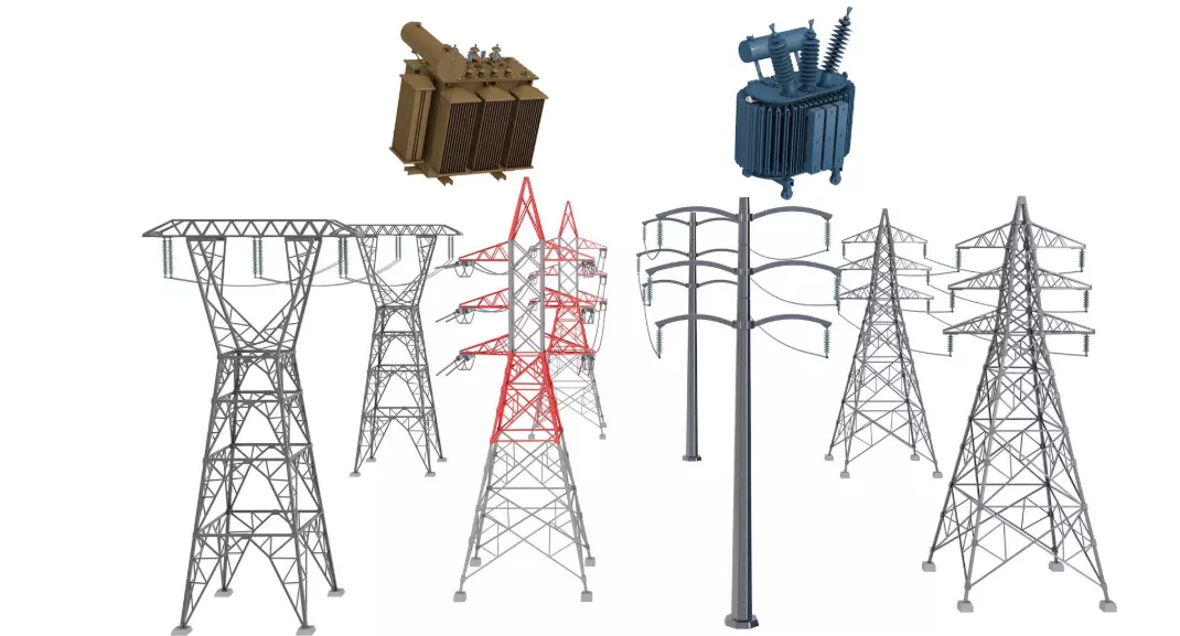 Electric power tower COLLECTION 3D model_0
