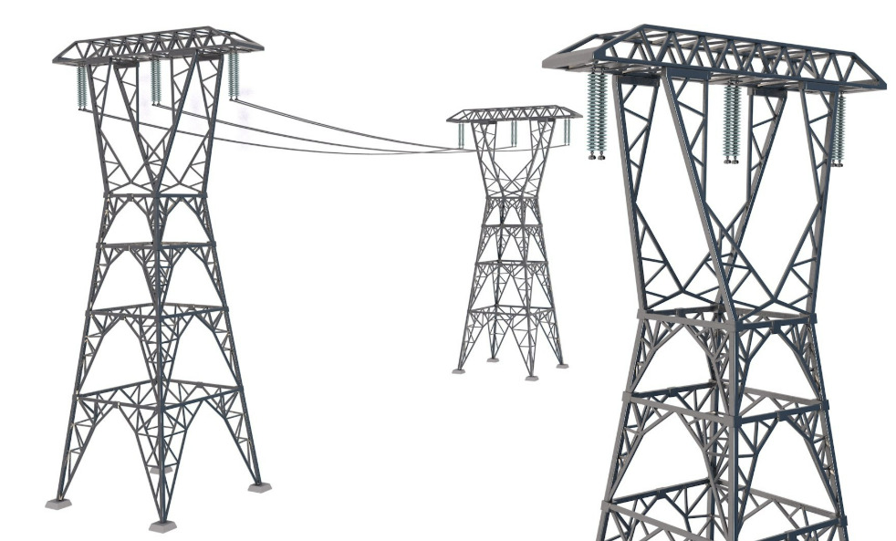 Electric power tower COLLECTION 3D model_7
