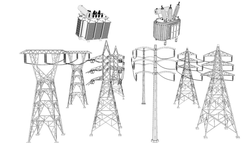 Electric power tower COLLECTION 3D model_19