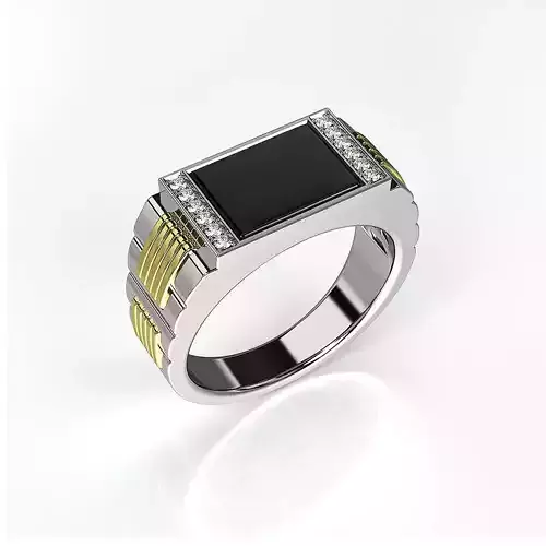 Mens ring with black onyx 003 3D print model