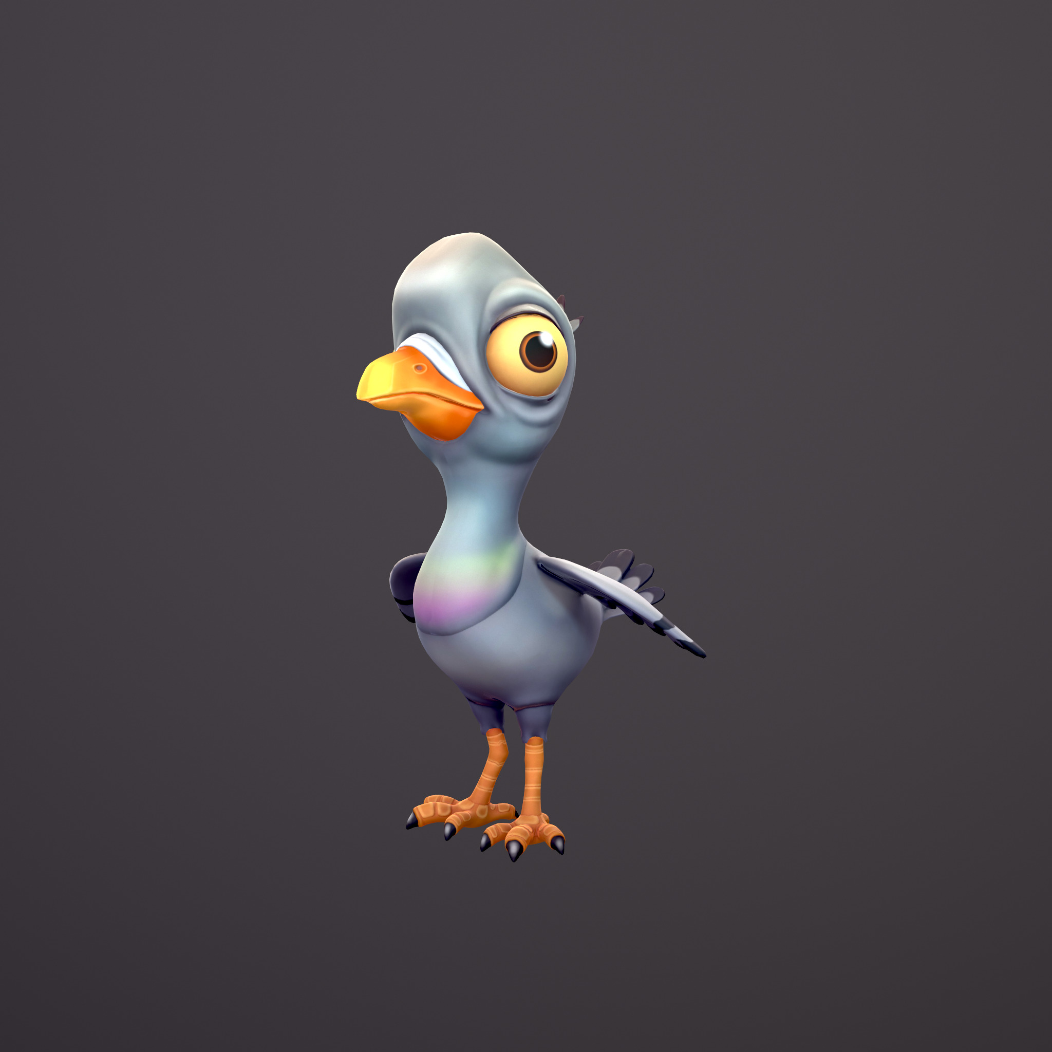 Bird Pigeon Low Poly Stylized Handpaint Low-poly 3D model_1