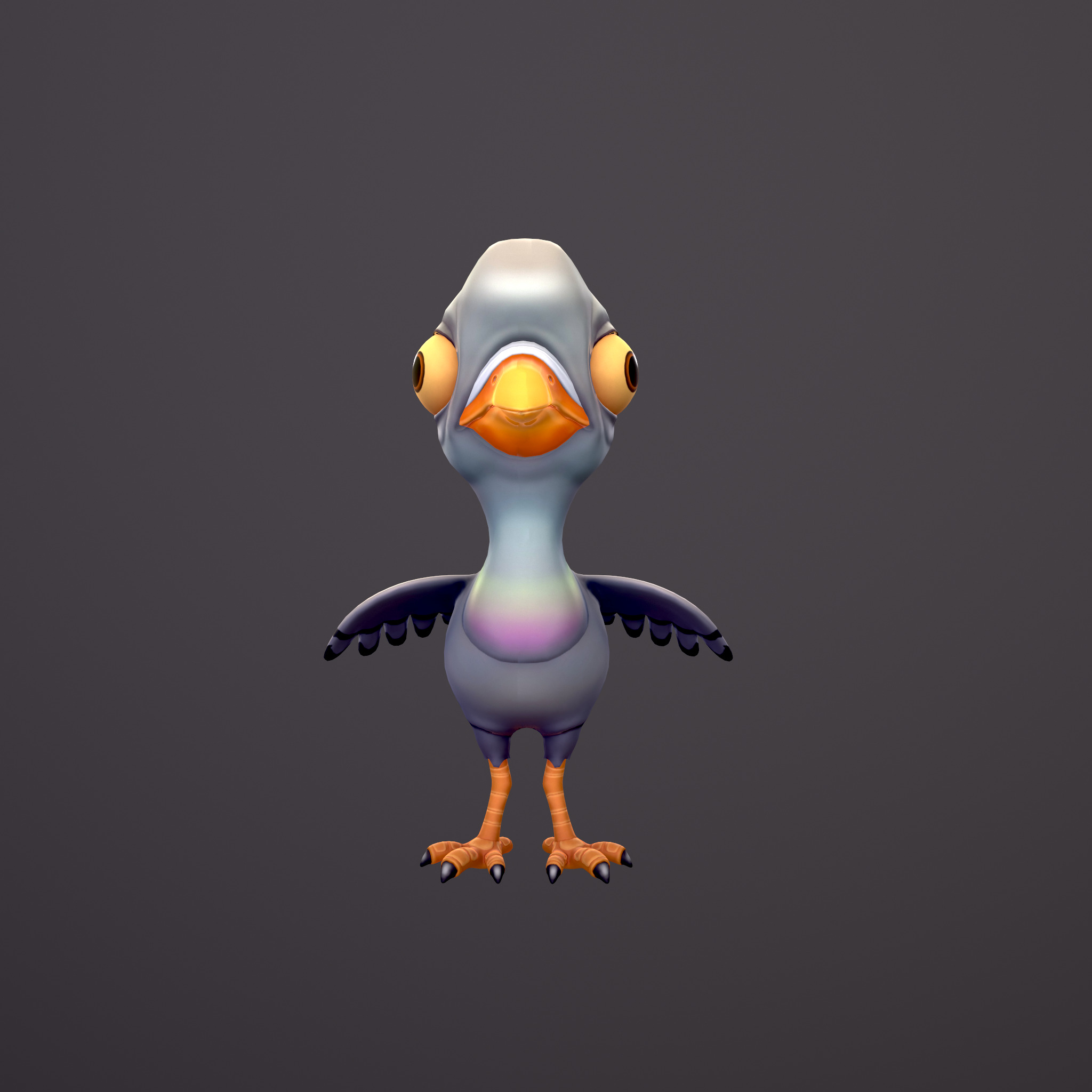 Bird Pigeon Low Poly Stylized Handpaint Low-poly 3D model_2