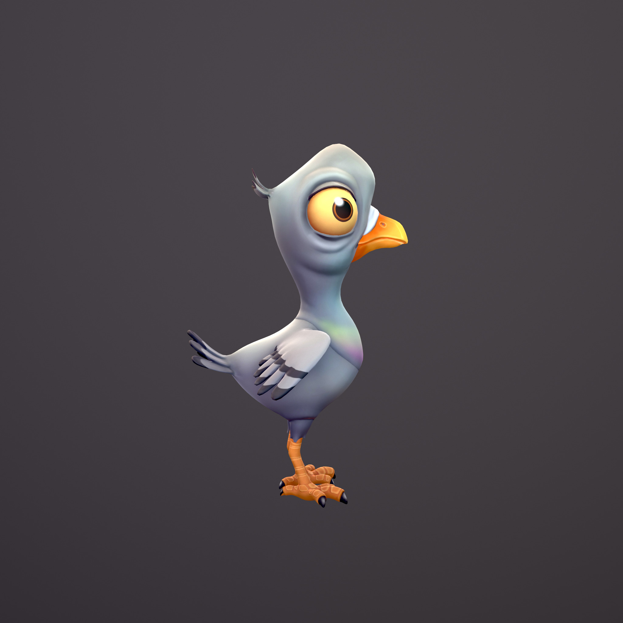 Bird Pigeon Low Poly Stylized Handpaint Low-poly 3D model_3