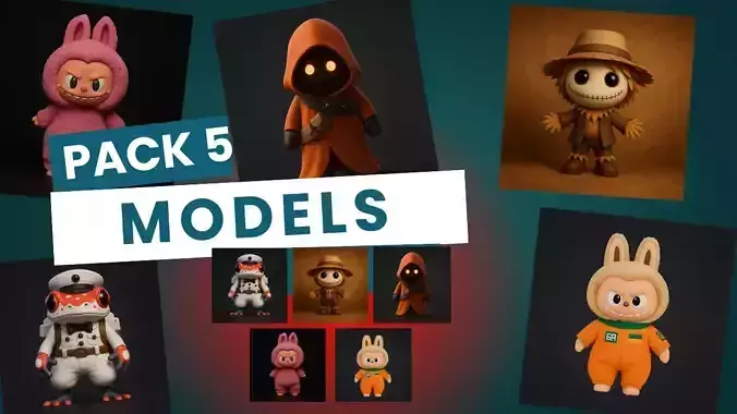  Collection Pack featuring 5 unique  stylized characters 