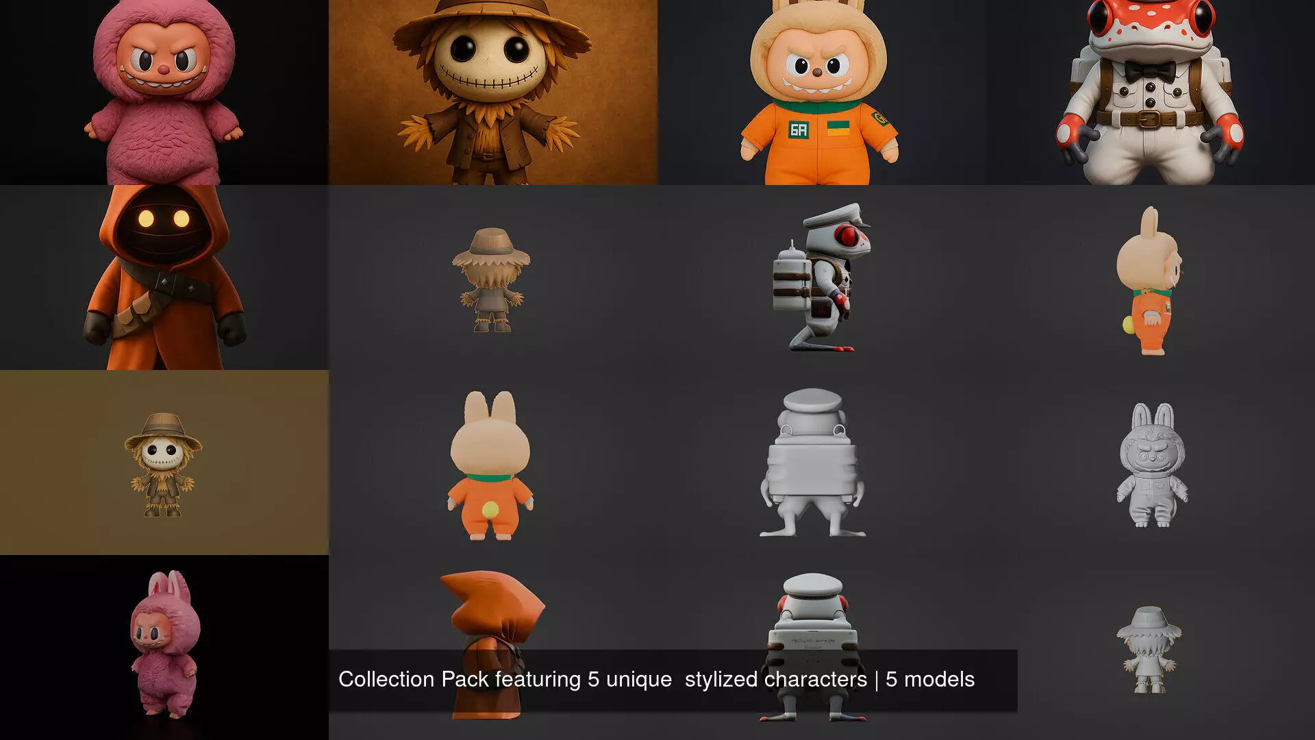 Collection Pack featuring 5 unique  stylized characters _1