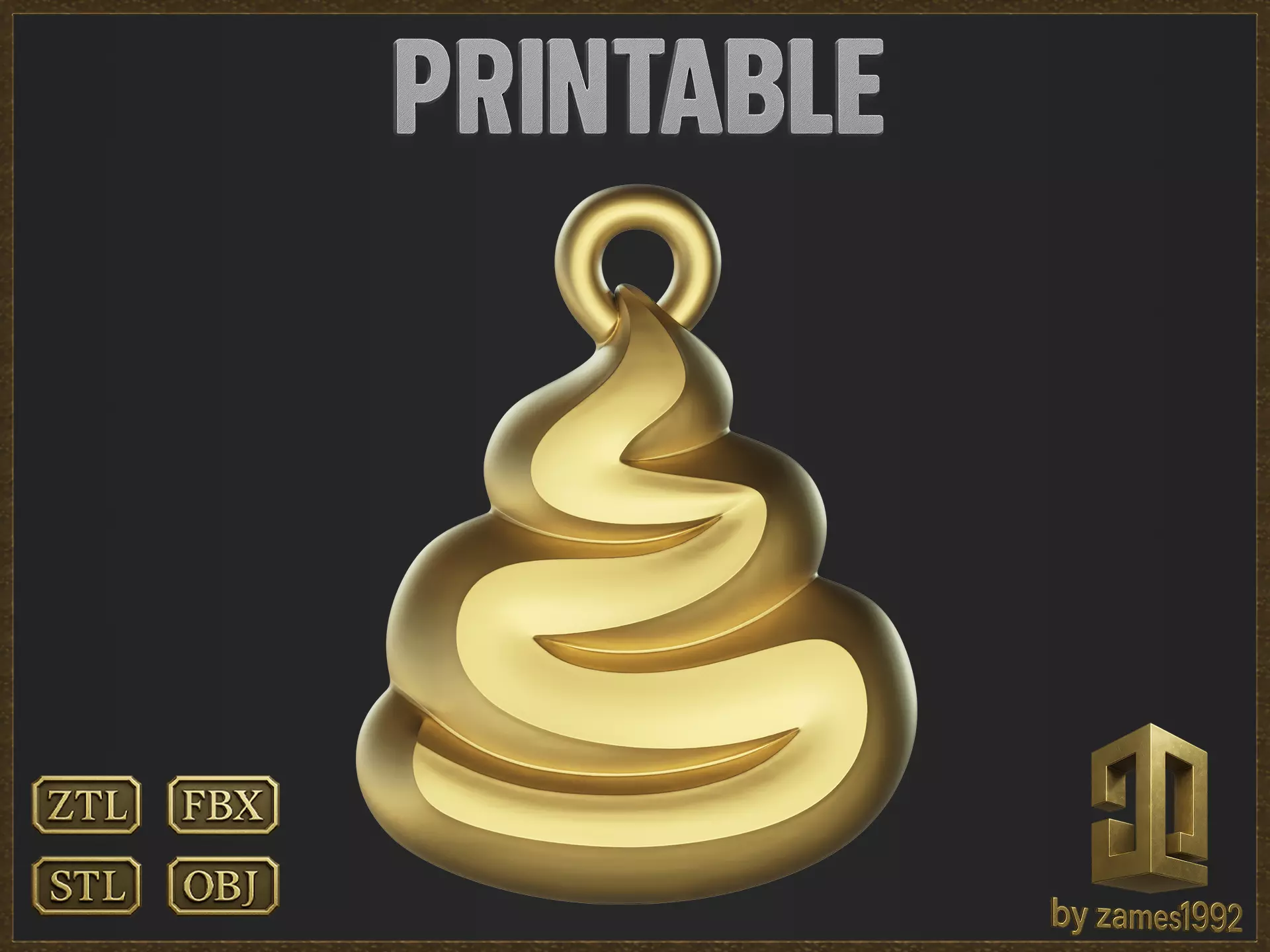 Funny Poop Symbol Jewelry 3D print model