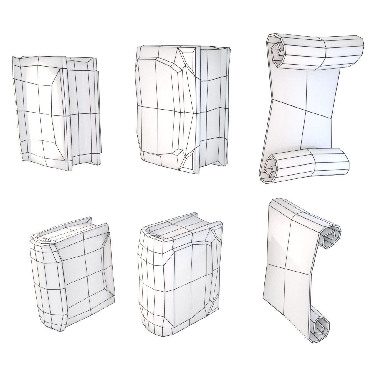 Low Poly Bookshelf Pack Low-poly 3D model_3